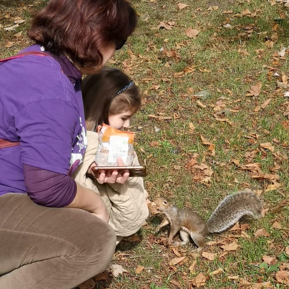 Me (Chiara Briganti) and my daughter meeting a squirrel